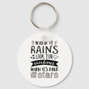 Inspirational Quote Look For Star and Rainbow Key Ring