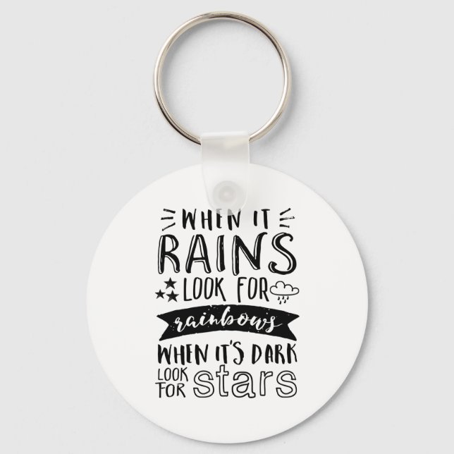 Inspirational Quote Look For Star and Rainbow Key Ring (Front)