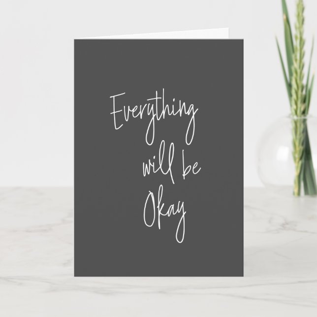 Inspirational Quote Minimalist Black White Script Card (Front)