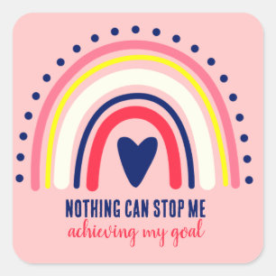 INSPIRATIONAL QUOTE MODERN VINTAGE BOHO RAINBOW SQUARE STICKER