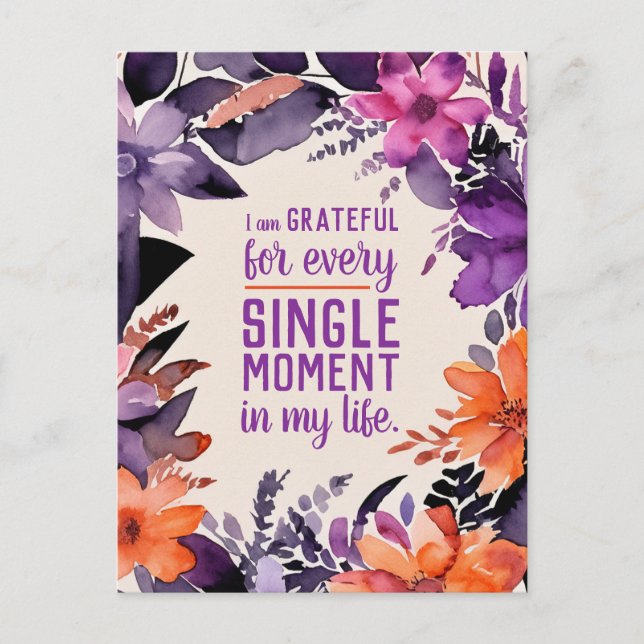 Inspirational Quote Motivation Gratitude Thank You Postcard (Front)