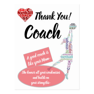 Inspirational Quote Netball Coach Thank You Postcard