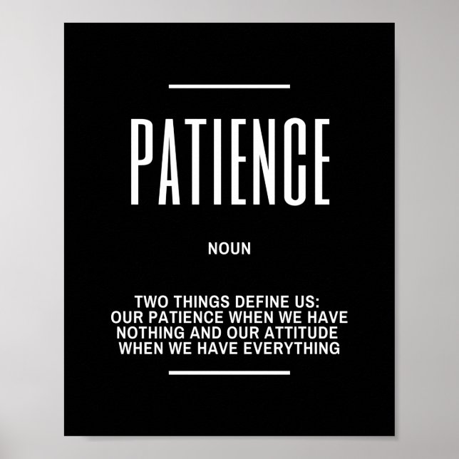 Inspirational Quote On Being Patient Poster (Front)