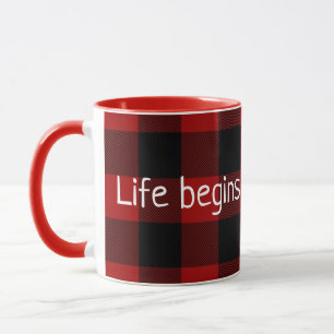 inspirational quote on buffalo plaid mug