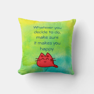 Inspirational Quote on Happiness Cushion