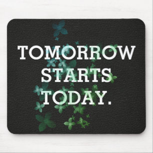 Inspirational quote on leather texture mouse pad