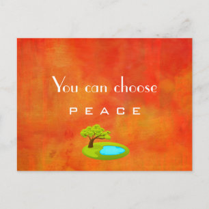 Inspirational Quote on Peace Abstract Painting Postcard
