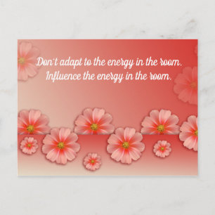 Inspirational Quote on Soft Peach & Pink Flowers Postcard