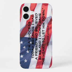 Inspirational Quote Over Anerican Flag Background iPhone Case