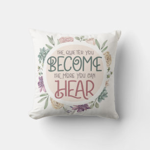 Inspirational Quote Pastel Floral Wreath Cushion