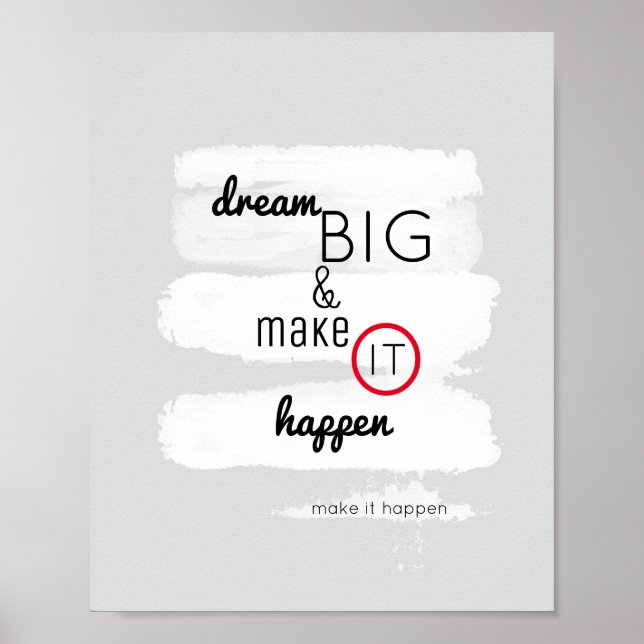 inspirational quote poster dream big text on grey (Front)