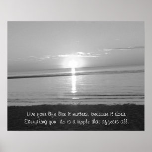 Inspirational Quote Poster with Beach Sunset