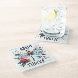 Inspirational Quote/Sayings/Dragonfly Glass Coaster