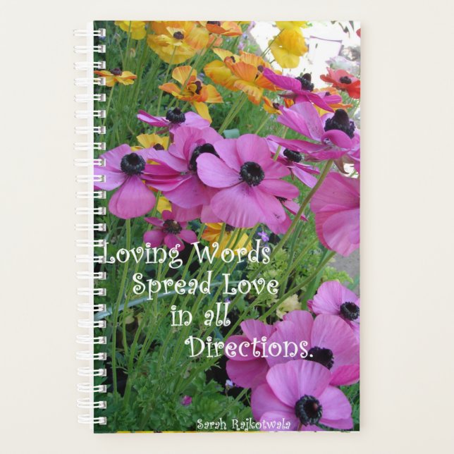Inspirational Quote Spring Floral Flower Garden Planner (Front)