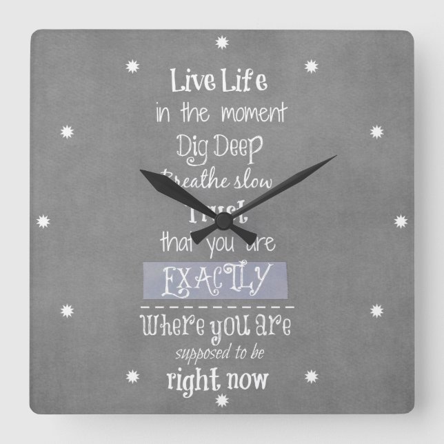Inspirational Quote Square Wall Clock (Front)