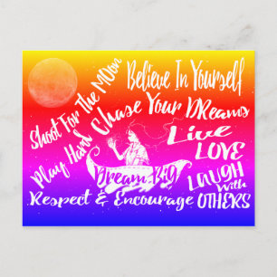 Inspirational Quote Stars @ Night post card