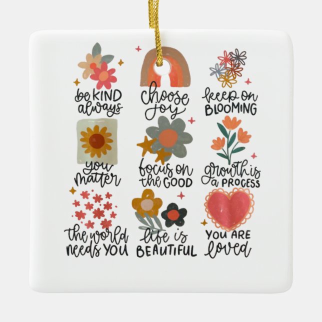 Inspirational Quote Stickers Ceramic Ornament (Front)