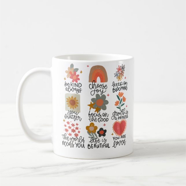 Inspirational Quote Stickers Coffee Mug (Left)