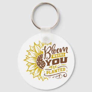 Inspirational Quote Sunflower Key Ring