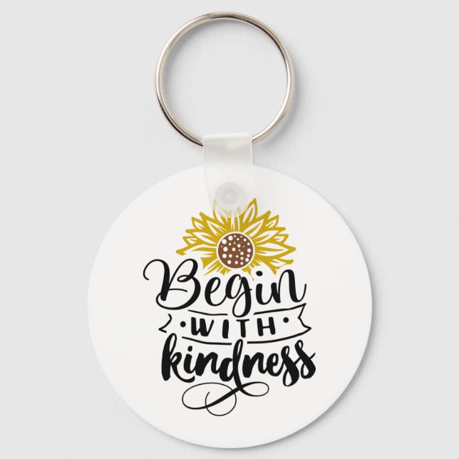 Inspirational Quote | Sunflower Key Ring (Front)