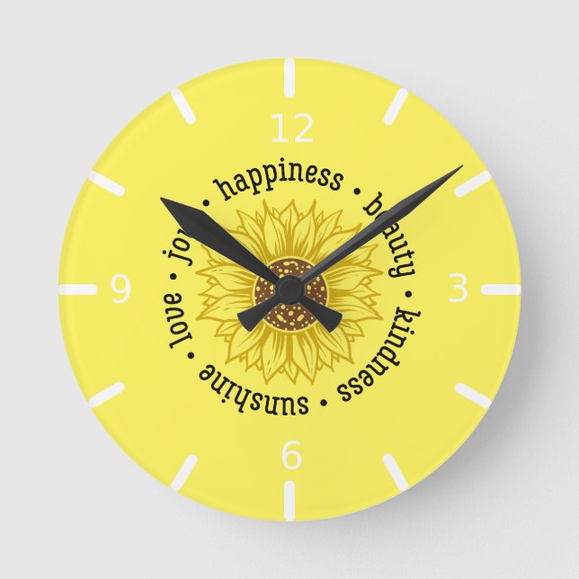 Inspirational Quote | Sunflower Round Clock (Front)
