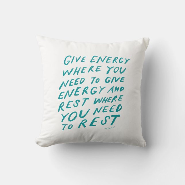 Inspirational quote teal watercolor cushion (Front)