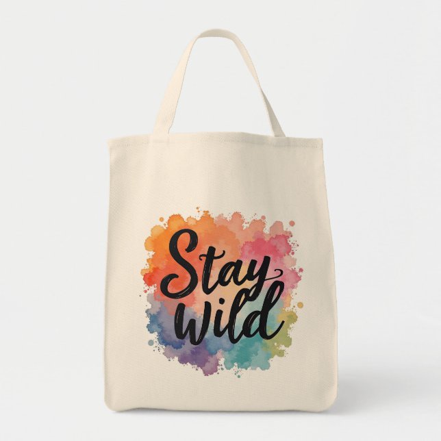 Inspirational Quote Tote Bag with Colourful Abstra (Front)