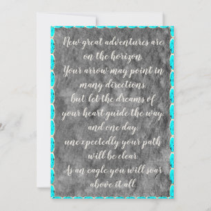 Inspirational quote turquoise graduation cards