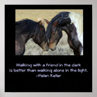 Inspirational Quote.Two Brown Wild Horses Nuzzling