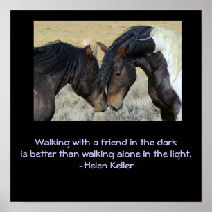 Inspirational Quote.Two Brown Wild Horses Nuzzling Poster