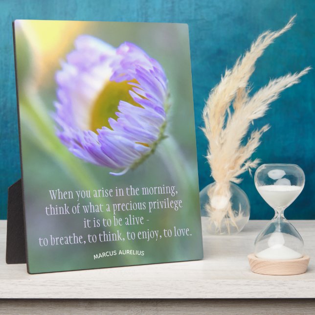 Inspirational Quote Typography Floral Macro Photo Plaque (Side)