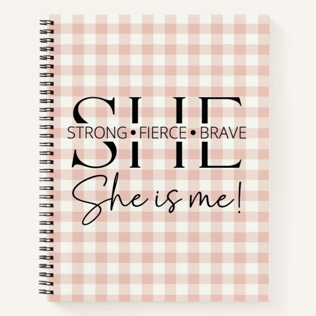  Inspirational Quote Typography Gingham Notebook (Front)