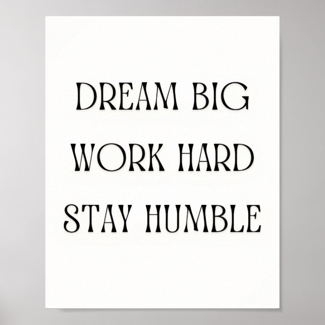 Inspirational Quote Wall Art - Dream Big Work Hard (Front)
