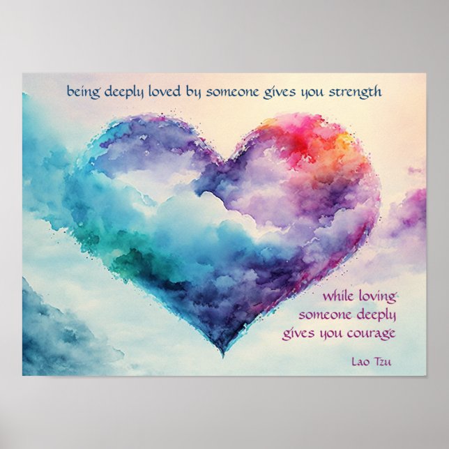 Inspirational Quote Watercolor Heart Poster (Front)