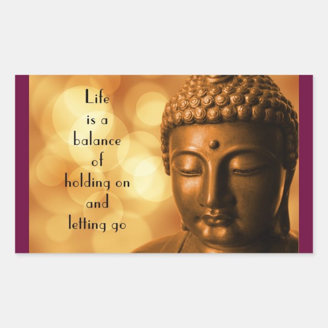 Inspirational Quote with a Buddha Image Rectangular Sticker (Front)