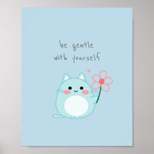 Inspirational Quote with Lunar Cat Poster