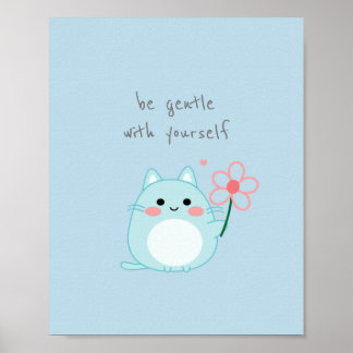 Inspirational Quote with Lunar Cat Poster