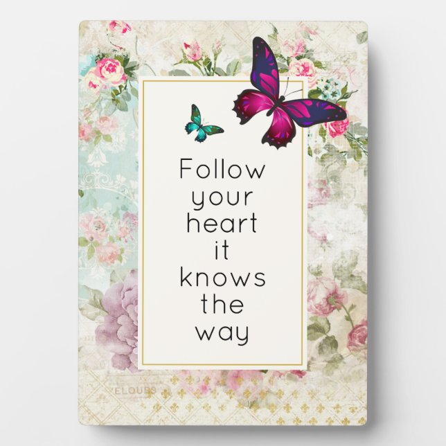 Inspirational Quote with Pretty Butterflies Plaque (Front)