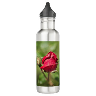 Inspirational quote with red rose blossom picture 710 ml water bottle