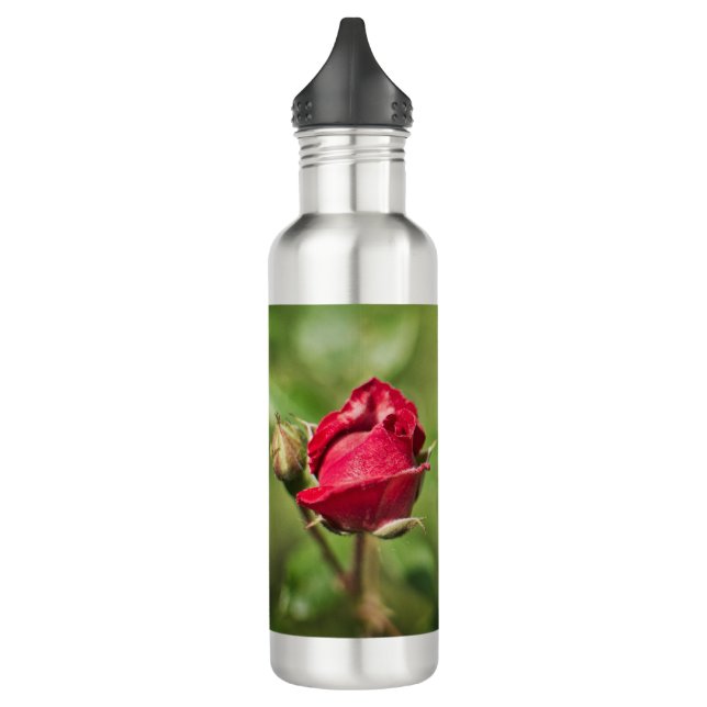 Inspirational quote with red rose blossom picture 710 ml water bottle (Left)