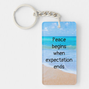 Inspirational Quote with Tropical Beach Scene Key Ring