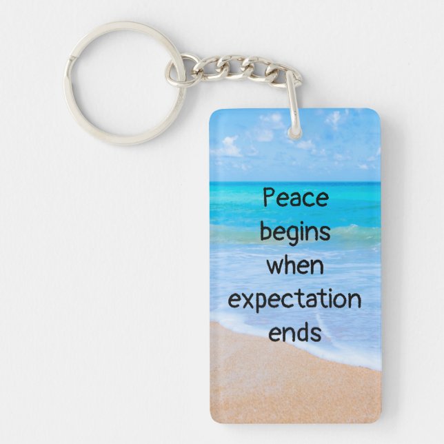Inspirational Quote with Tropical Beach Scene Key Ring (Front)