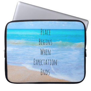 Inspirational Quote with Tropical Beach Scene Laptop Sleeve