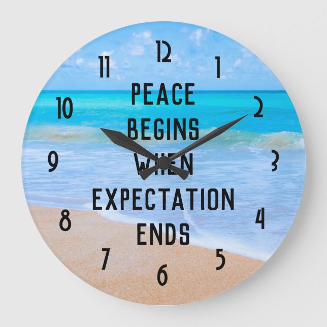 Inspirational Quote with Tropical Beach Scene Large Clock (Front)