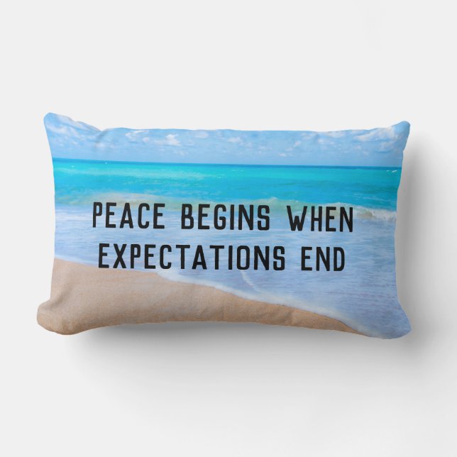 Inspirational Quote with Tropical Beach Scene Lumbar Cushion (Front)