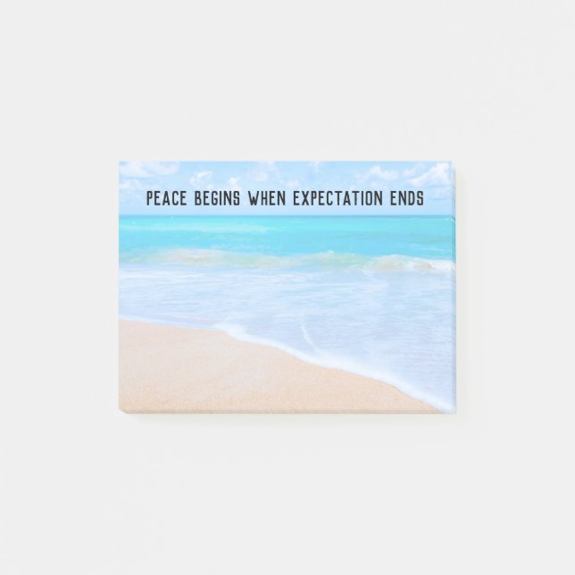 Inspirational Quote with Tropical Beach Scene Post-it Notes (Front)