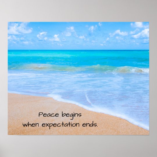 Inspirational Quote  with Tropical  Beach  Scene Poster 