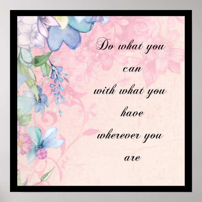 Inspirational Quote with Wildflowers Typography Poster (Front)