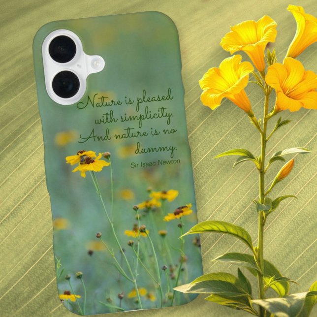 Inspirational Quote Yellow Wildflower Photo Custom iPhone 16 Case (phone case back template text yellow wildflowers vertical format)