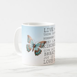 Inspirational Quotes Aqua Rose Gold Butterfly Coffee Mug
